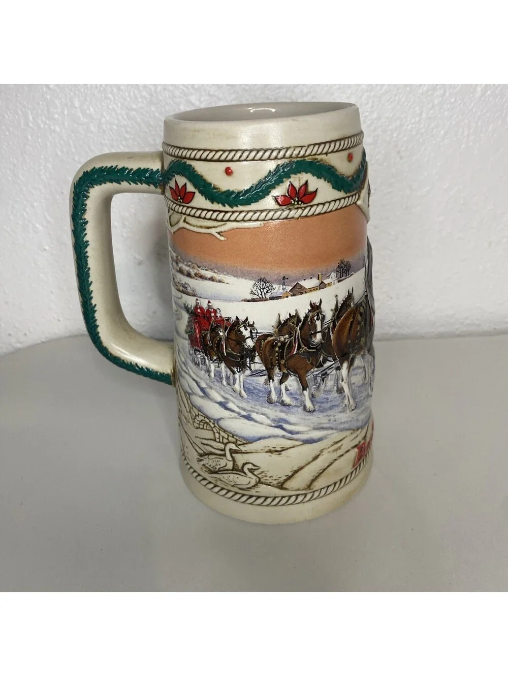 Budweiser Vintage Clydesdales Stein Anheuser-Busch Ceramarte,2 Mugs Excellent